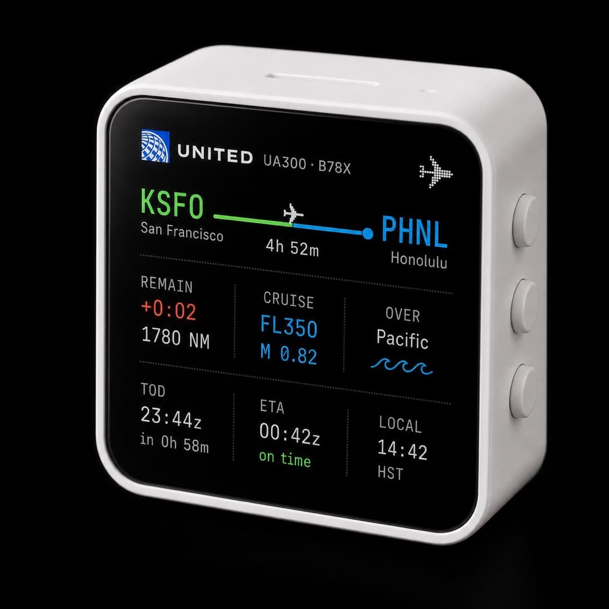 FlightCue cube — angled view